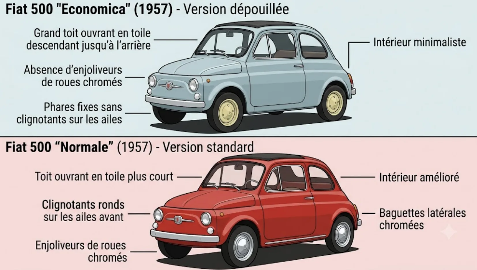 Fiat 500 Economica Normale comparaison
