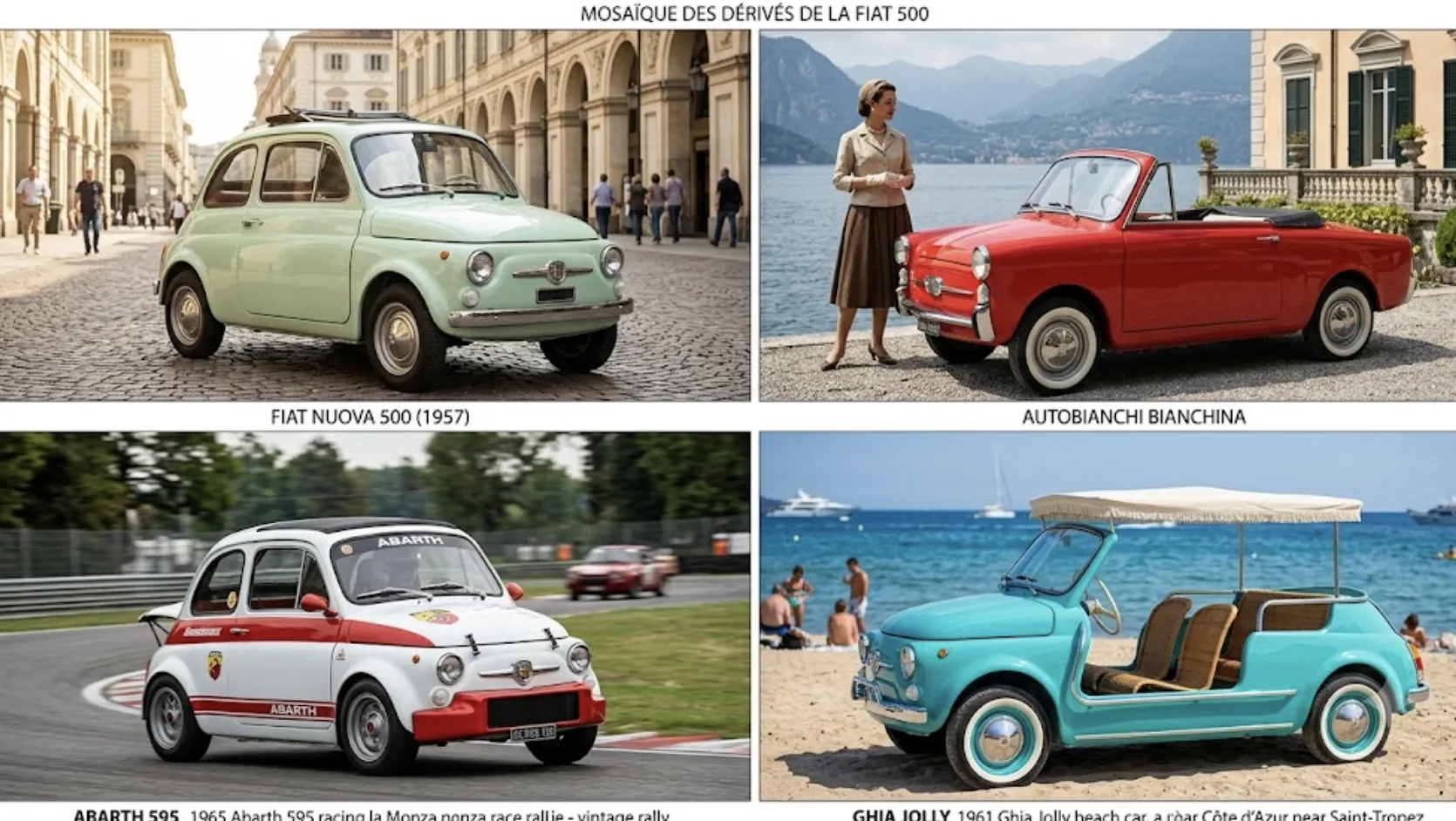 dérivés Fiat 500 Abarth Ghia Autobianchi